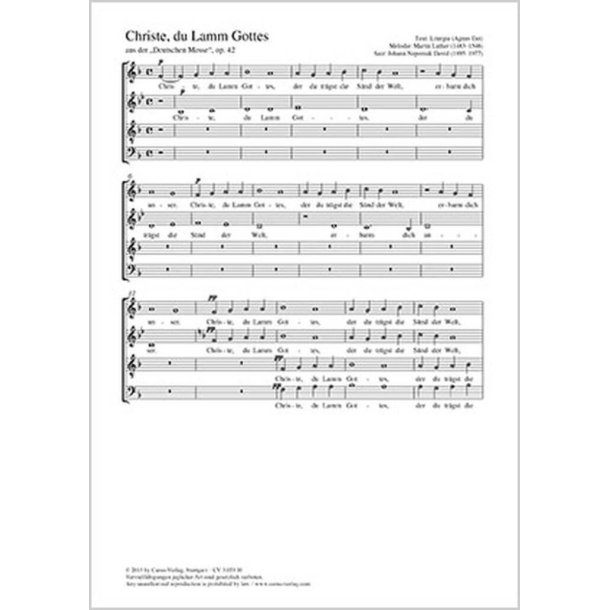 Christe, du Lamm Gottes : aus der Deutschen Messe