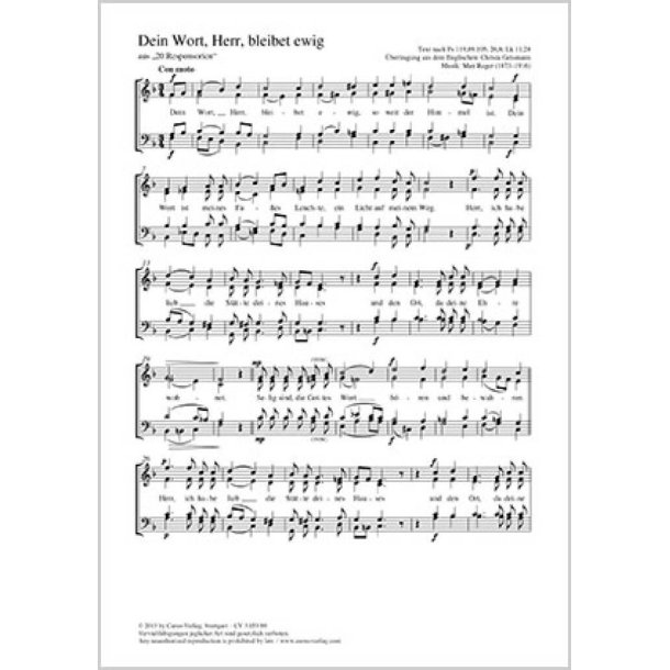 Dein Wort, Herr, bleibet ewig : aus: Zwanzig Responsorien
