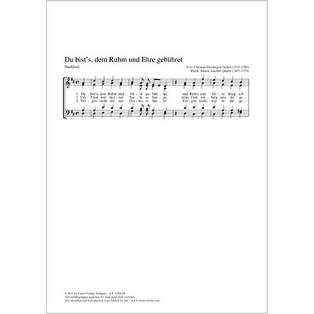 Du bist's, dem Ruhm und Ehre geb&uuml;hret : Danklied