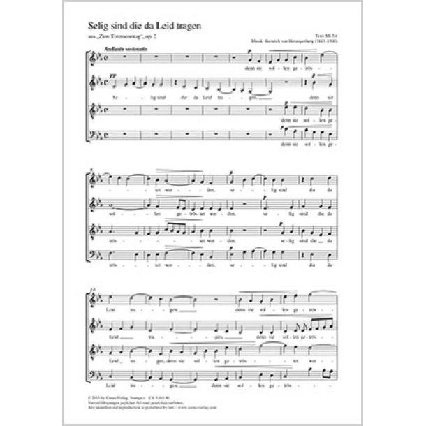 Selig sind, die da Leid tragen : aus: Zum Totensonntag