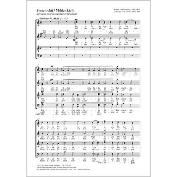 Svete tichij [Abendhymnus Mildes Licht] : aus: Zehn Ch&ouml;re zur Ganzn&auml;chtlichen Vigil