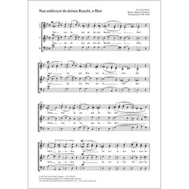 Nun entl&auml;ssest du deinen Knecht, o Herr : g-Moll