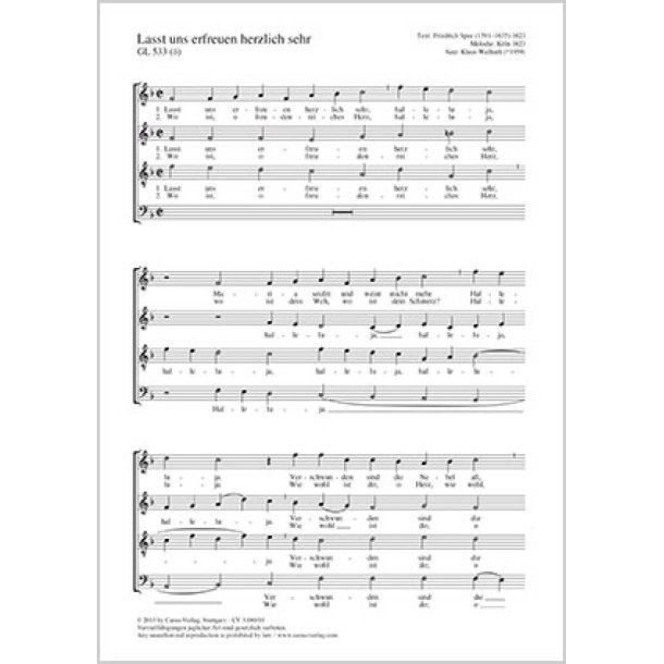 Lasst uns erfreuen herzlich sehr : F-Dur