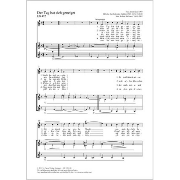 Der Tag hat sich geneiget : F-Dur