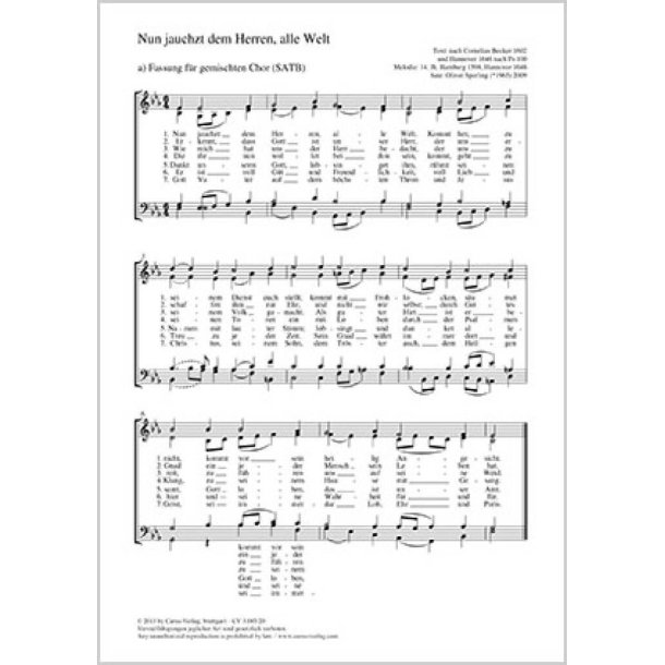 Nun jauchzt dem Herren, alle Welt : Es-Dur