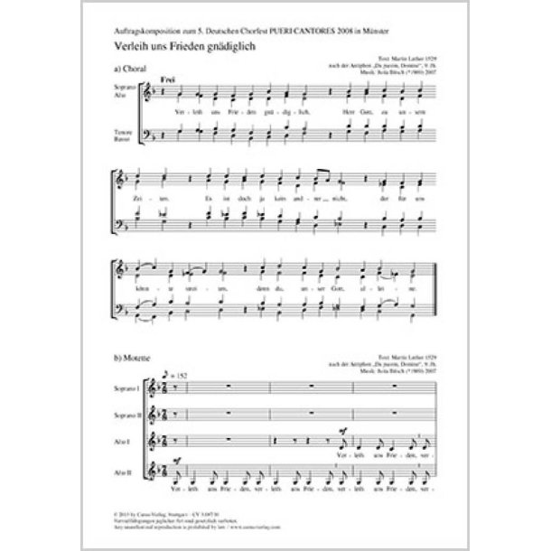 Verleih uns Frieden gn&auml;diglich : Choral und Motette