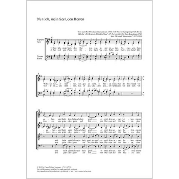 Nun lobt, mein Seel, den Herren : G-Dur