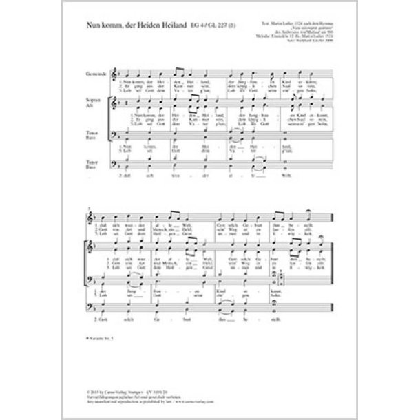Nun komm, der Heiden Heiland : F-Dur