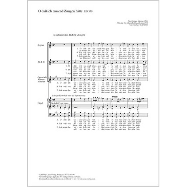 O da&szlig; ich tausend Zungen h&auml;tte : F-Dur