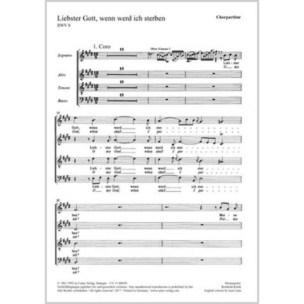 Liebster Gott, wenn werd ich sterben [1. Fassung] : Kantate zum 16. Sonntag nach Trinitatis
