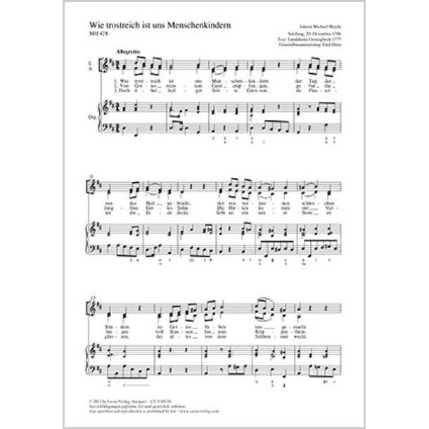 Wie trostreich ist uns Menschenkindern : D-Dur