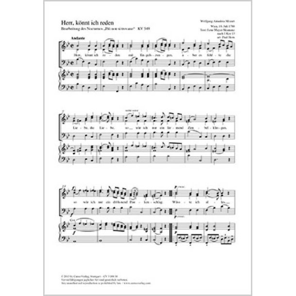 Herr, k&ouml;nnt ich reden : B-Dur