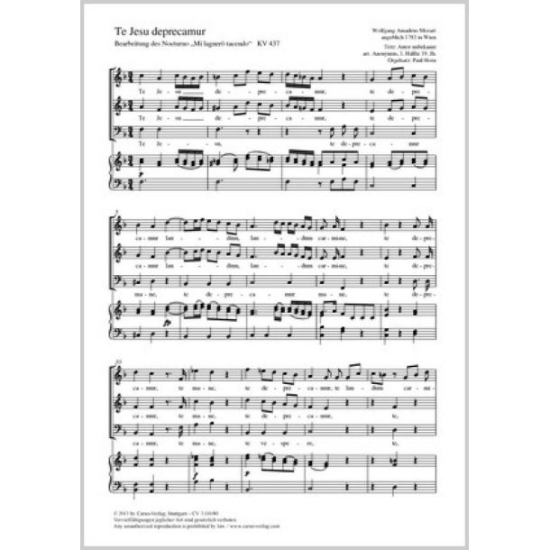 Te Jesu deprecamur : Bearbeitung des Nocturno Mi lagner&ograve; tacendo