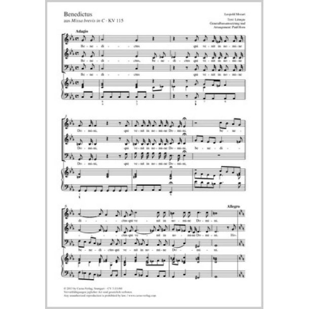Benedictus : aus: Missa brevis in C