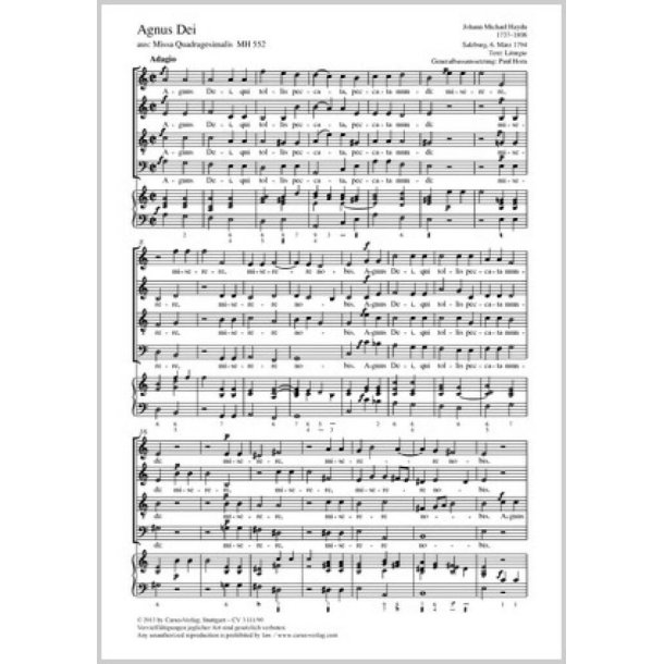 Agnus Dei : aus: Missa Quadragesimalis