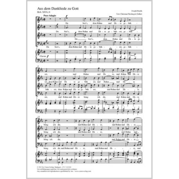 Aus dem Dankliede zu Gott : Es-Dur