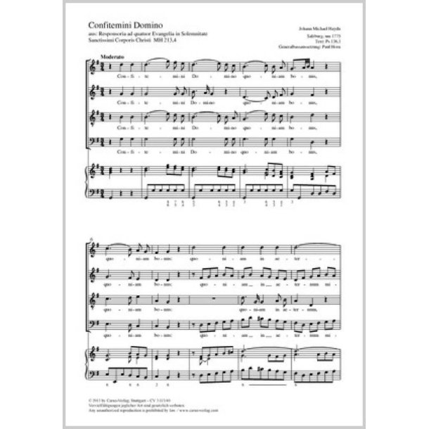 Confitemini Domino : aus: Responsoria ad quatuor Evangelia in Solemnitate Sanctissimi Corporis Christi