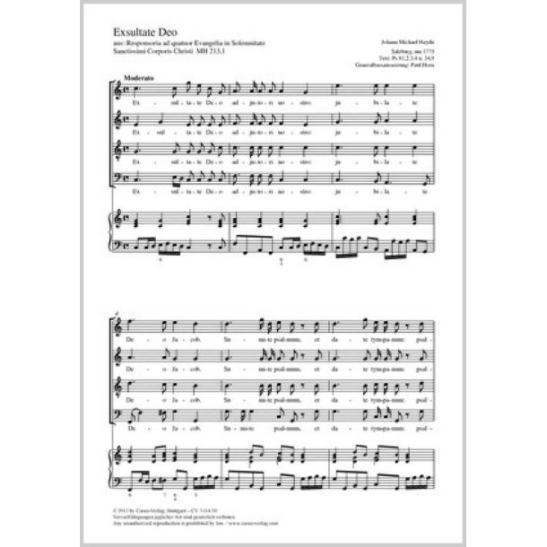 Exsultate Deo : aus: Responsoria ad quatuor Evangelia in Solemnitate Sanctissimi Corporis Christi