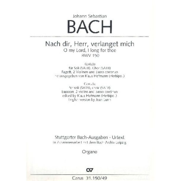 Nach dir, Herr, verlanget mich : BWV 150 - Kantate f&uuml;r den Bu&szlig;gottesdienst