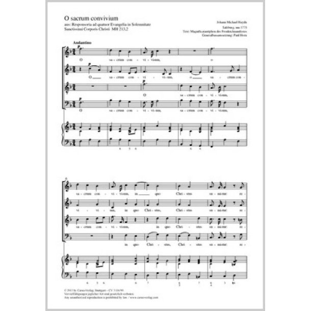 O sacrum convivium : aus: Responsoria ad quatuor Evangelia in Solemnitate Sanctissimi Corporis Christi