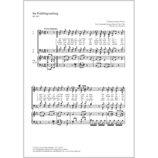 Im Fr&uuml;hlingsanfang : Es-Dur