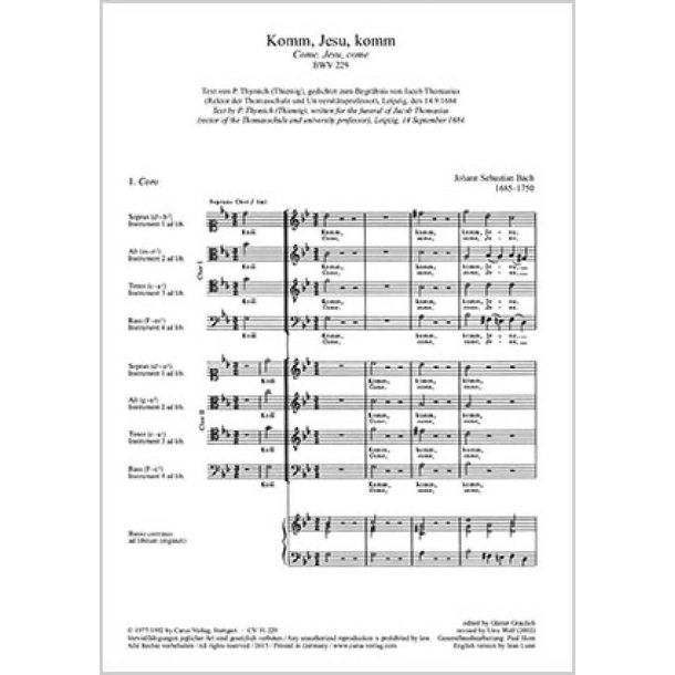 Komm, Jesu, komm BWV 229 : g-Moll