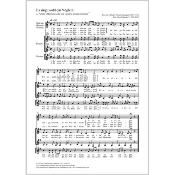 Es singt wohl ein V&ouml;glein : Kanon &agrave; 3