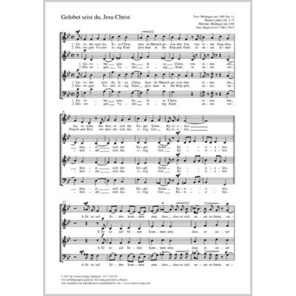 Gelobet seist du, Jesu Christ : B-Dur