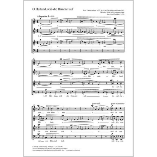 O Heiland, rei&szlig; die Himmel auf : F-Dur