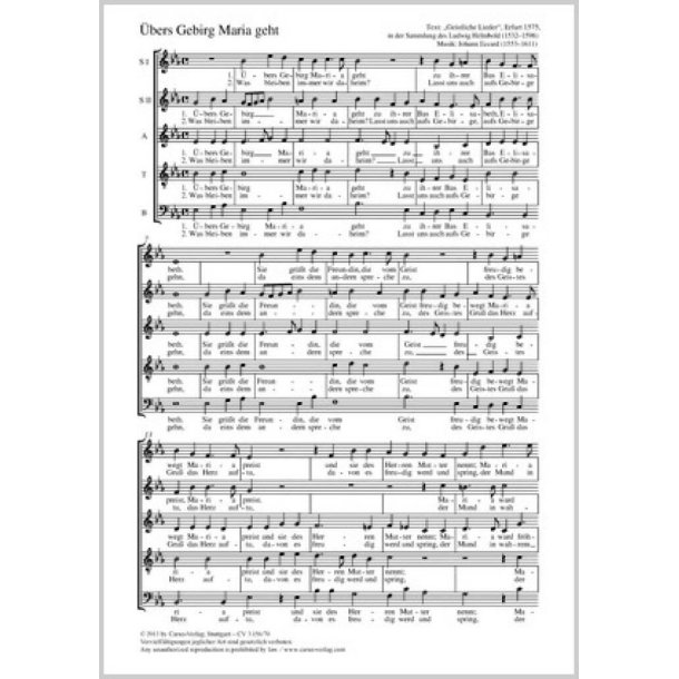 &Uuml;bers Gebirg Maria geht : aus: Preu&szlig;ische Festlieder II