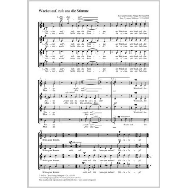 Wachet auf, ruft uns die Stimme : C-Dur