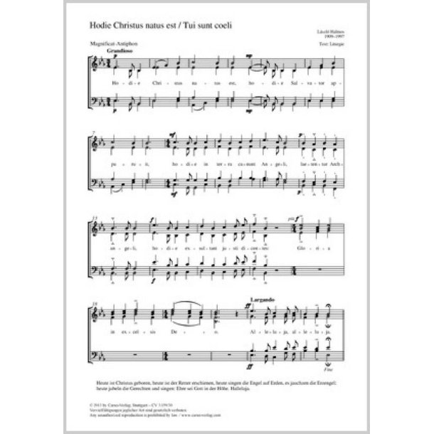 Hodie Christus natus es / Tui sunt coeli : Es-Dur