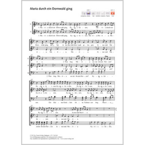 Maria durch ein Dornwald ging : g-Moll