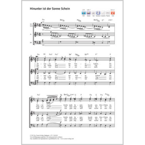 Hinunter ist der Sonne Schein : D-Dur