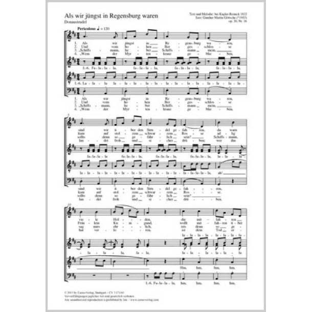 Als wir j&uuml;ngst in Regensburg waren : D-Dur