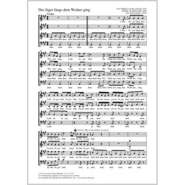 Der Jager langs dem Weiher ging : A-Dur