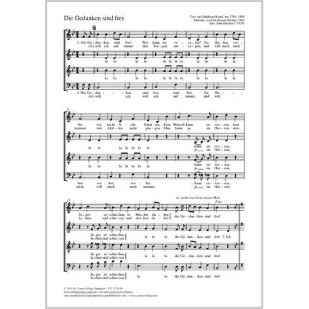 Die Gedanken sind frei : B-Dur
