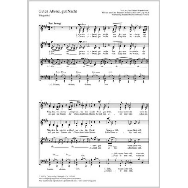Guten Abend, gut Nacht : E-Dur