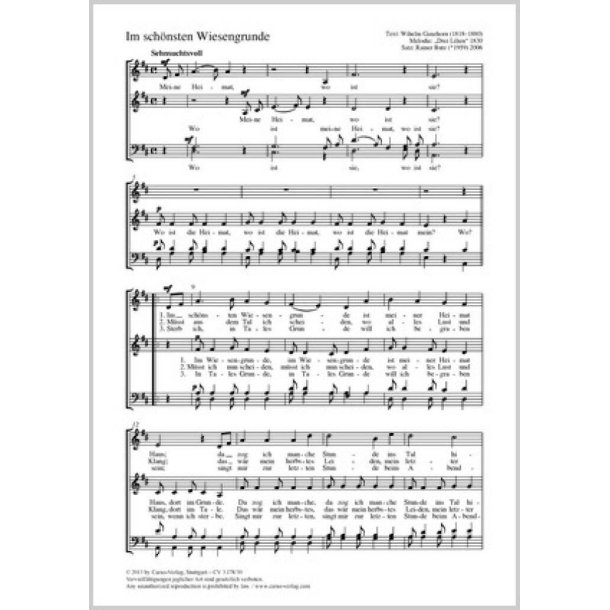 Im sch&ouml;nsten Wiesengrunde : D-Dur