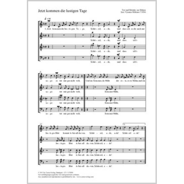 Jetzt kommen die lustigen Tage : F-Dur