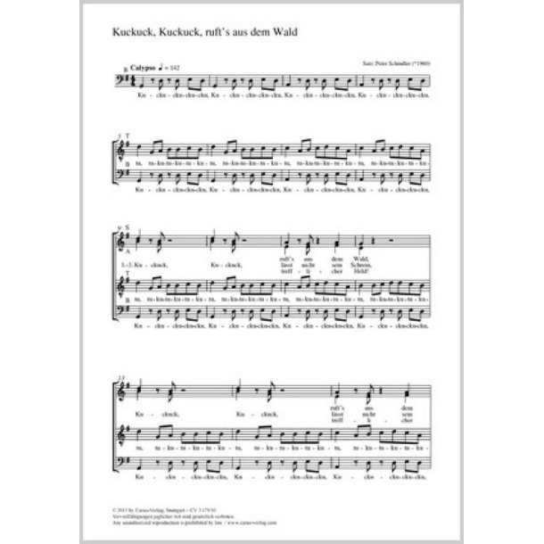 Kuckuck, Kuckuck, ruft's aus dem Wald : G-Dur