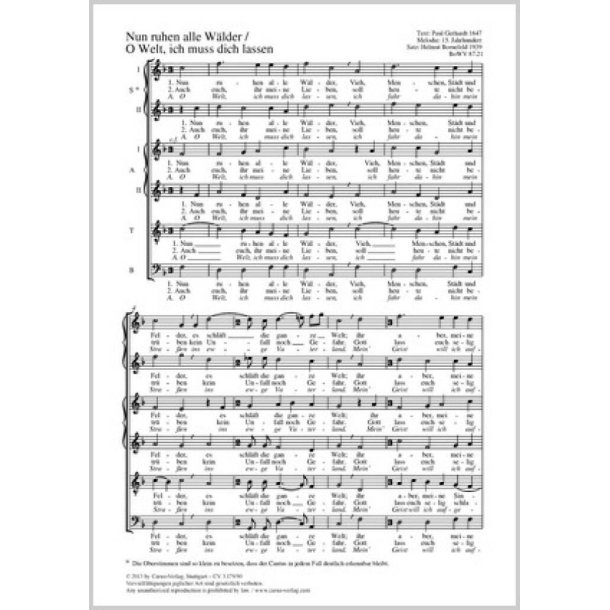 Nun ruhen alle W&auml;lder : F-Dur