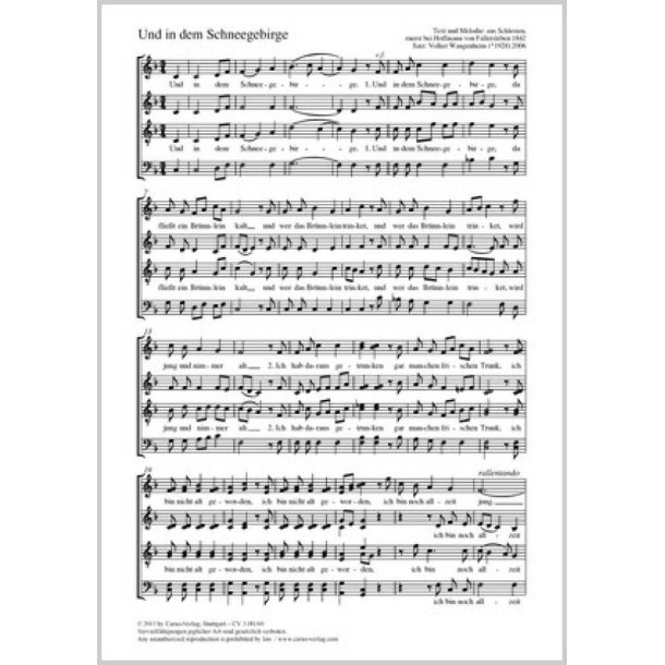 Und in dem Schneegebirge : F-Dur