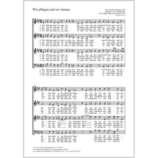 Wir pfl&uuml;gen und wir streuen : As-Dur
