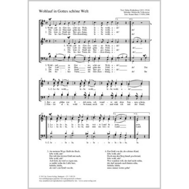Wohlauf in Gottes sch&ouml;ne Welt : G-Dur