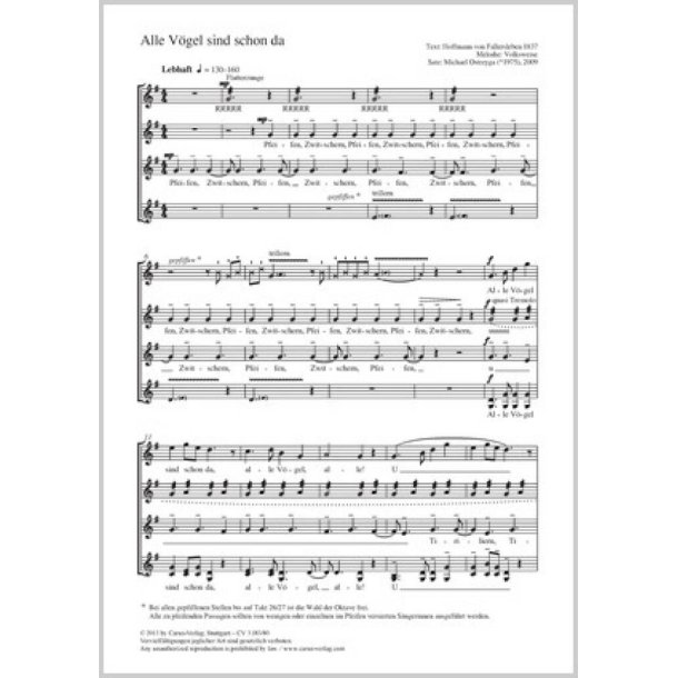 Alle V&ouml;gel sind schon da : G-Dur
