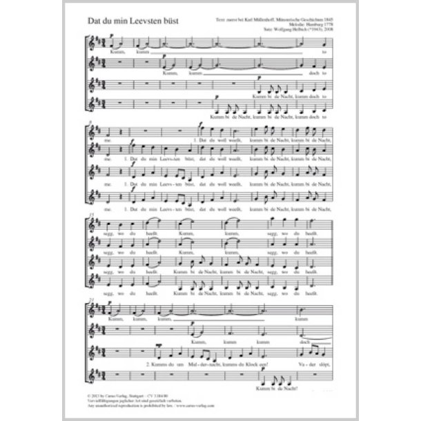 Dat du min Leevsten b&uuml;st : D-Dur