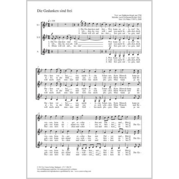 Die Gedanken sind frei : B-Dur