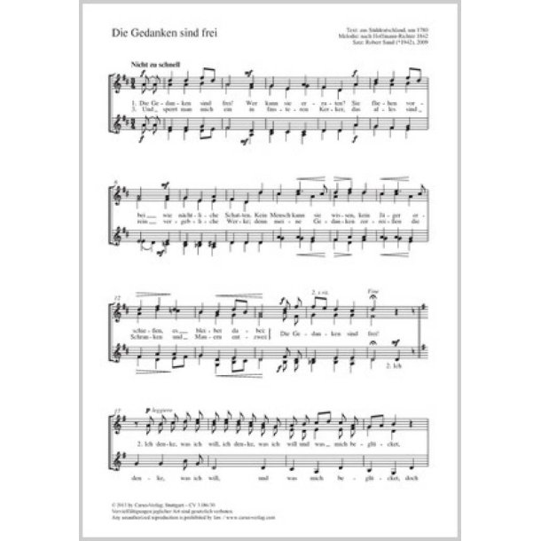 Die Gedanken sind frei : D-Dur