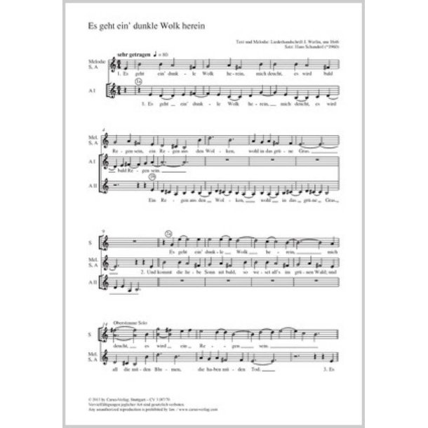 Es geht ein' dunkle Wolk herein